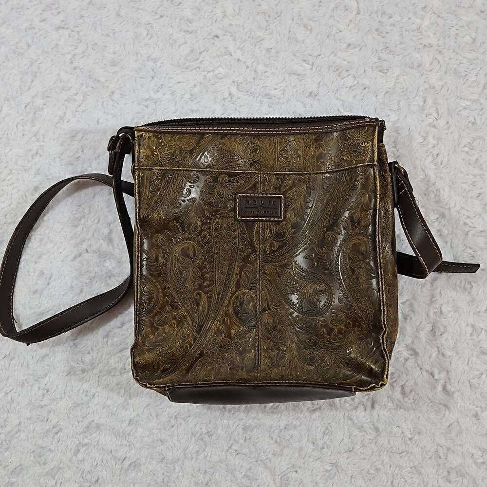 Relic Crossbody Embossed Paisley Pattern Bohemian Vegan Leather Adjustable